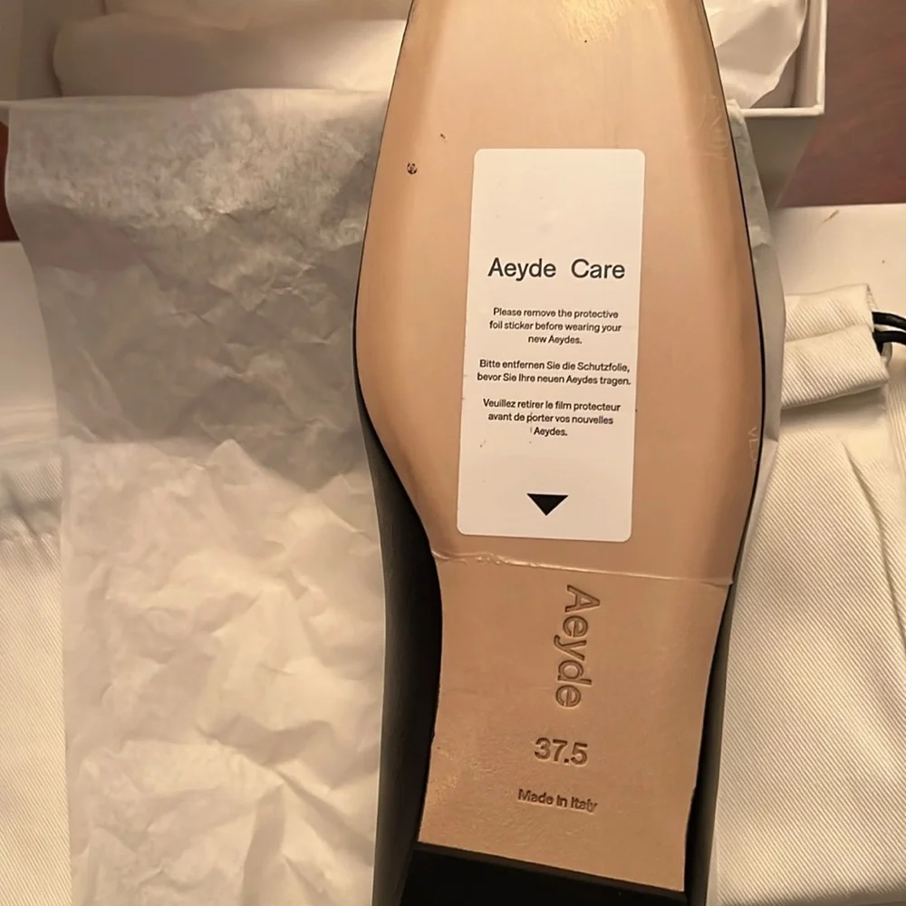 NIB Aeyde Tom Square Toe Calf Leather Black Penny Loafer - Picture 11 of 14